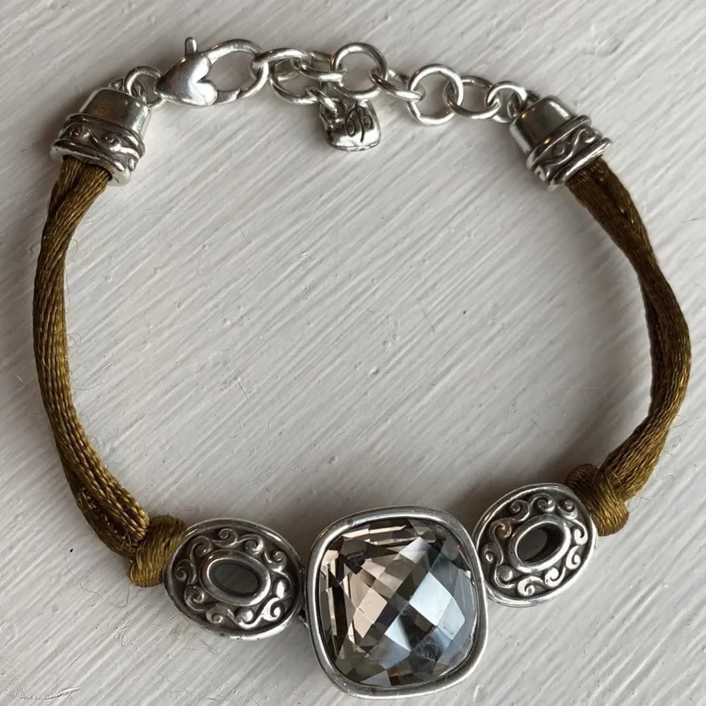BRIGHTON‎ smoky topaz Venus rising silver and corded bracelet